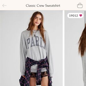 Free People Paris Classic Crew Sweatshirt; distressed style; gently used